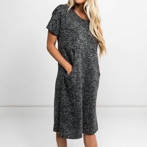 Gray midi dress with pockets